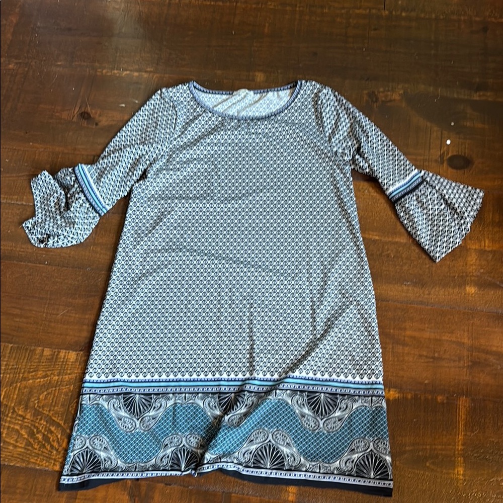 Patterned Blue and Black Dress